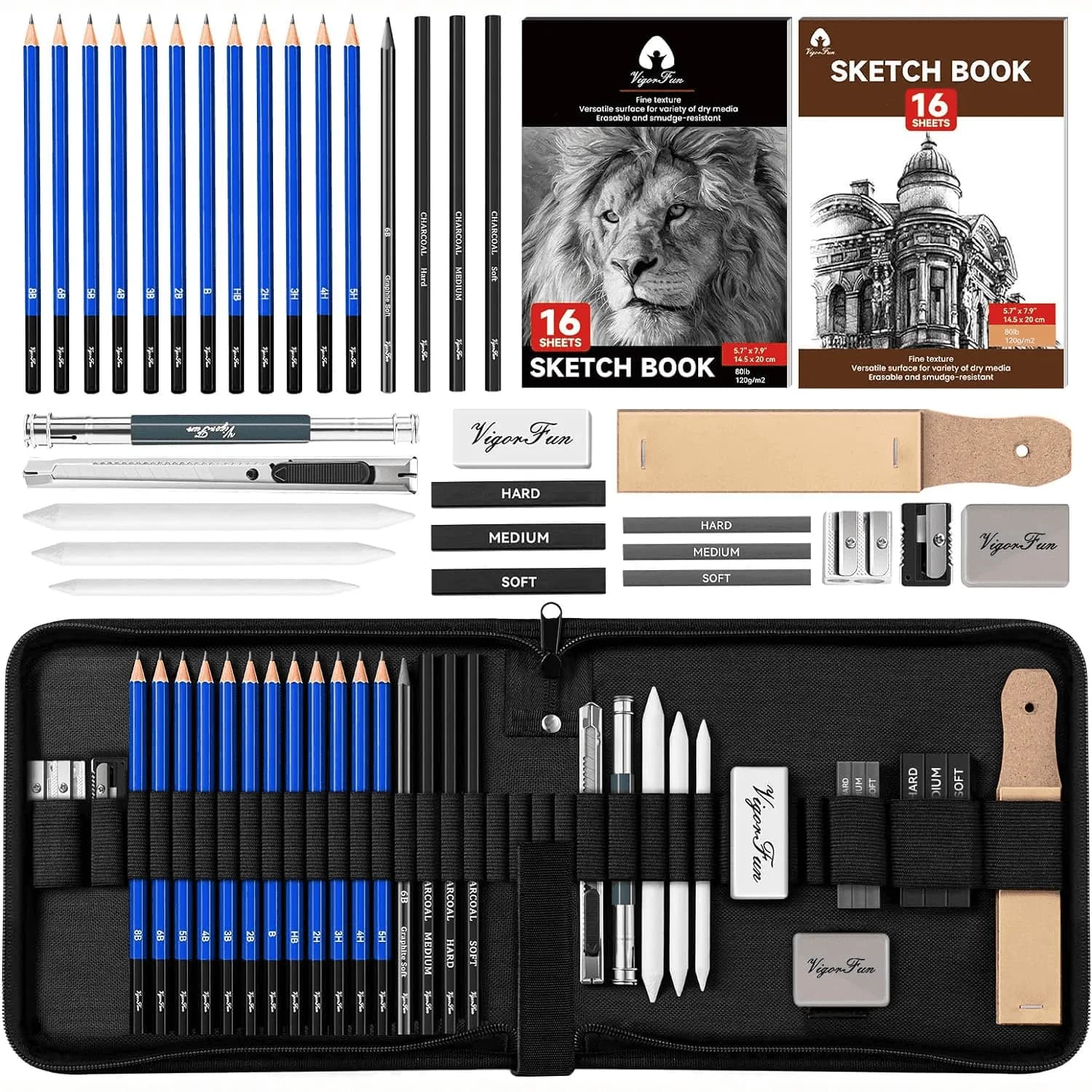 Art Supplies, Sketching & Drawing Pencils Art Kit with 2 Sketch Pads , Professional Artists Drawing Supplies Set (35 Pie