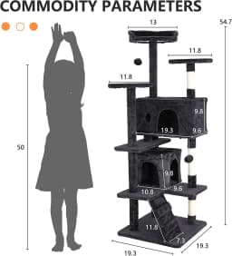 Bestpet 54IN Cat Tree Tower Scratch Posts Condo - Thumbnail 3