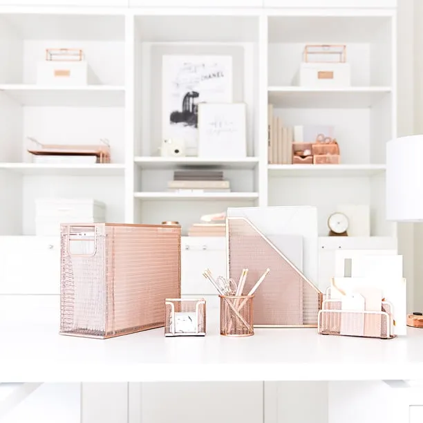 Monte 5 Piece Rose Gold Desk Organizer Set with