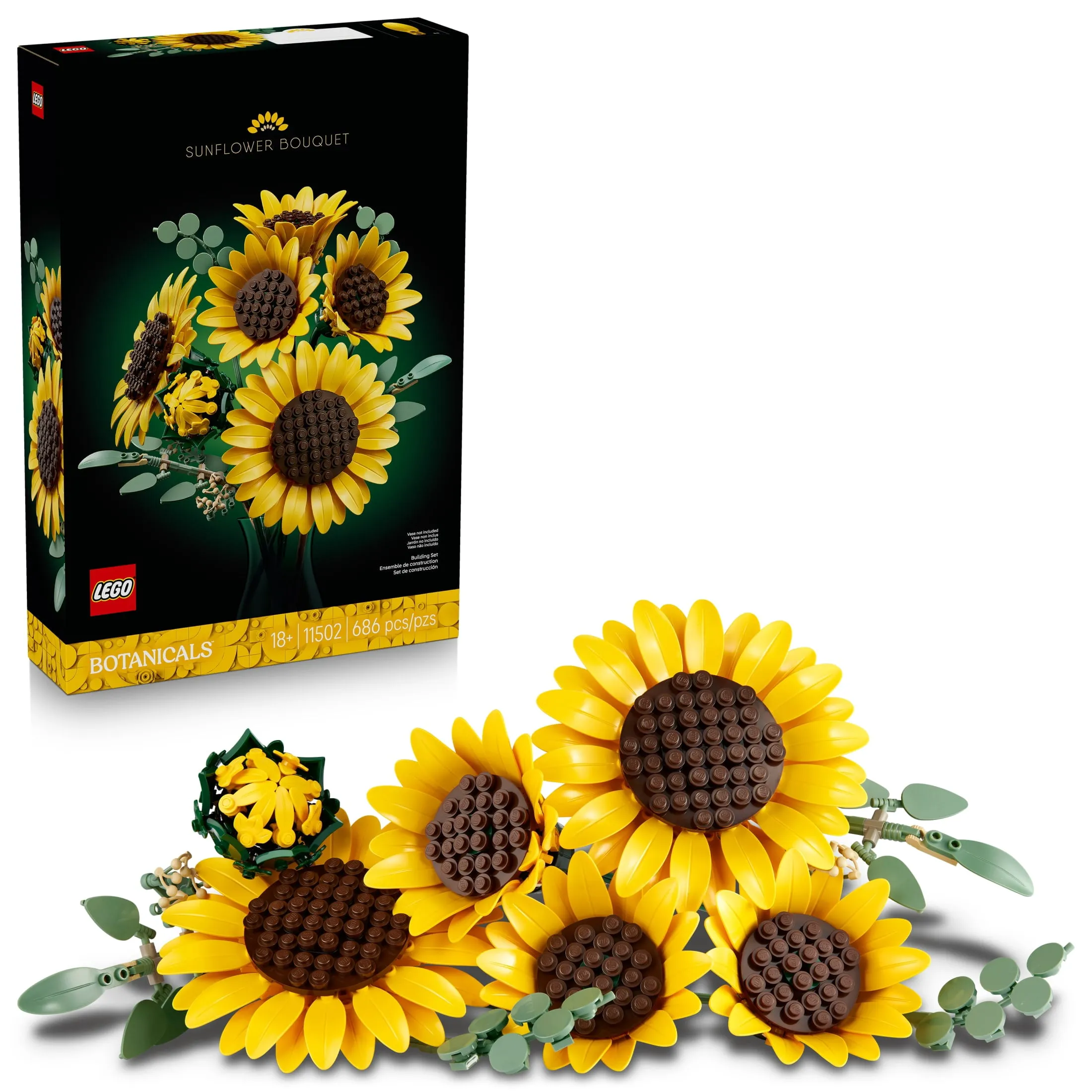 LEGO Botanicals Sunflower Bouquet Building Set for Adults, Ages 18+ - Artificial Flowers for Home Office, Bedroom, or De