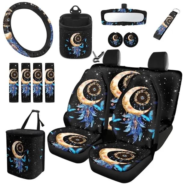 Yuyamidu Moon Car Seat Cover Set of 15 Blue