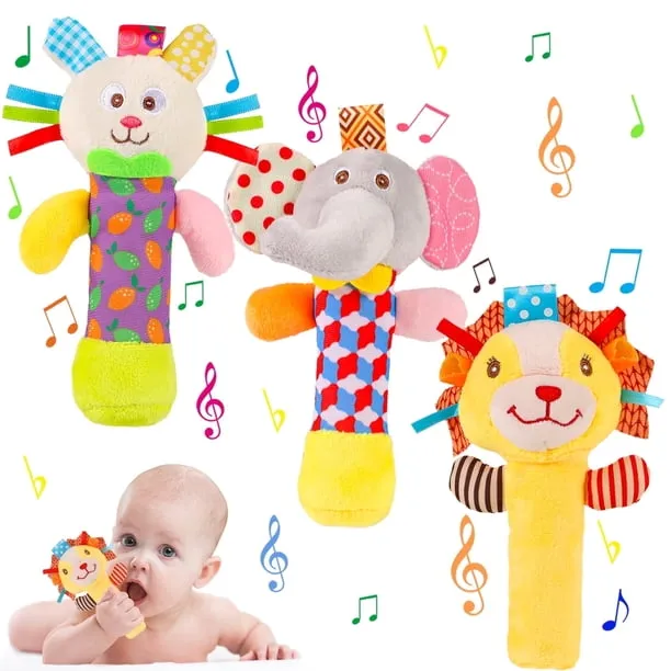 Kaboer 3 Pcs Baby Soft Rattles Toys Baby Sensory