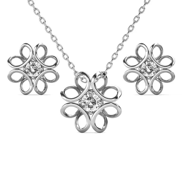 Alexis 18K White Gold Plated Flower Jewelry Set