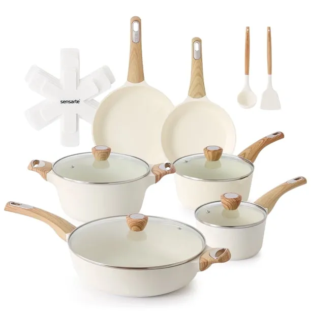 Sensarte Ceramic Nonstick Pots and Pans Set 19PCS