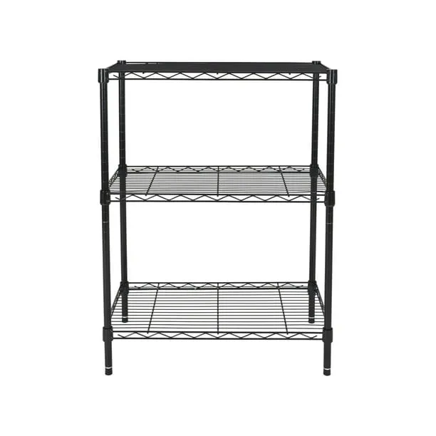 Hyper Tough Multipurpose 3-Tier Wire Shelving Rack, Black, 750 lbs Capacity