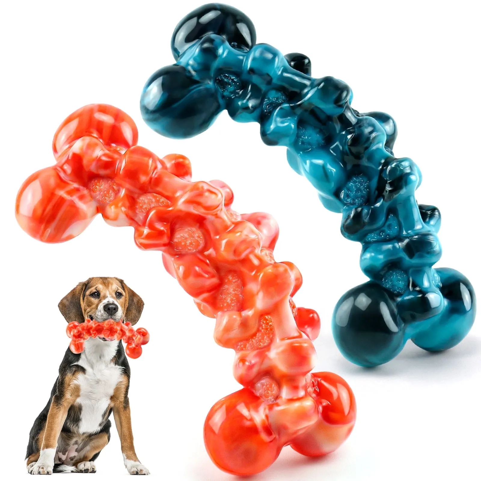 Indestructible Dog Chew Toys for Large Dogs 2 Pack, Tough Bone for Aggressive Chewers, Durable Teeth Cleaning Dog Toys