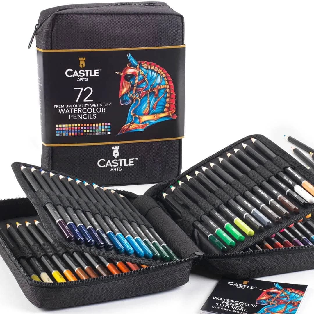 Castle Art Supplies 72 Watercolor Pencils Zip Up