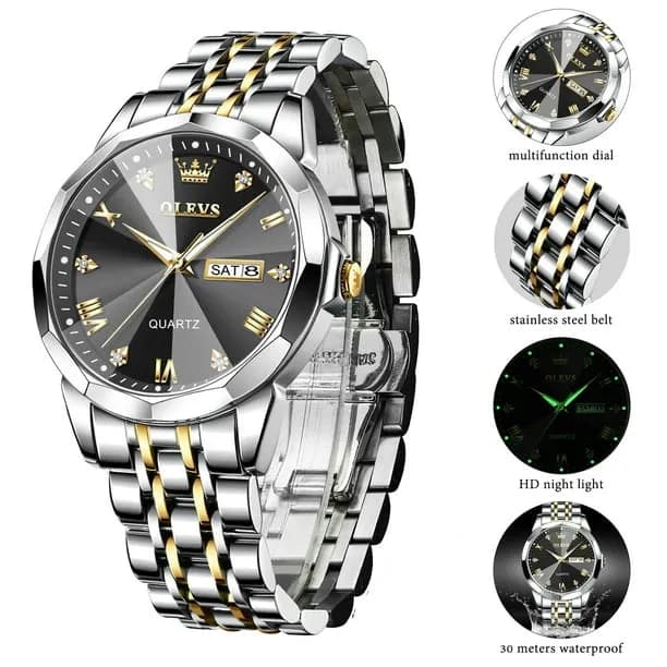 Watches for Men Business Dress Analog Quartz Two