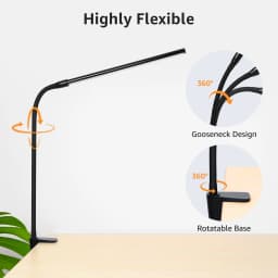 Lepro LED Clip on Desk Lamp Dimmable USB Reading - Thumbnail 10