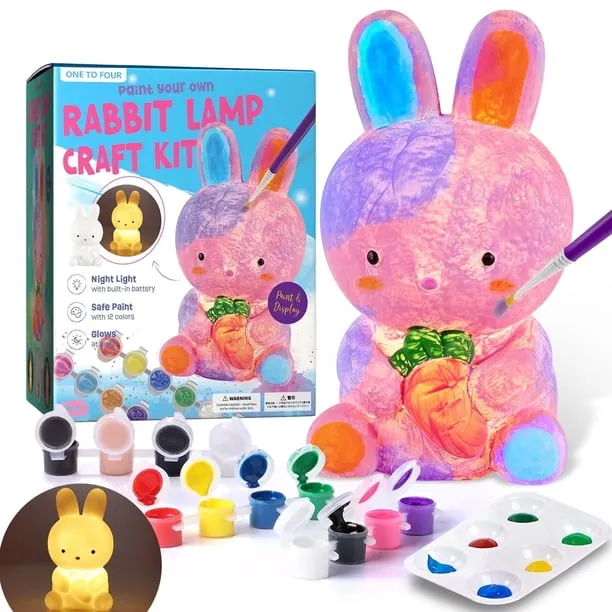 Paint Your Own Bunny Lamp Kit, Arts & Crafts Painting Kit for Kids 3 4 5 6, Art Supplies School Activities, Birthday Eas