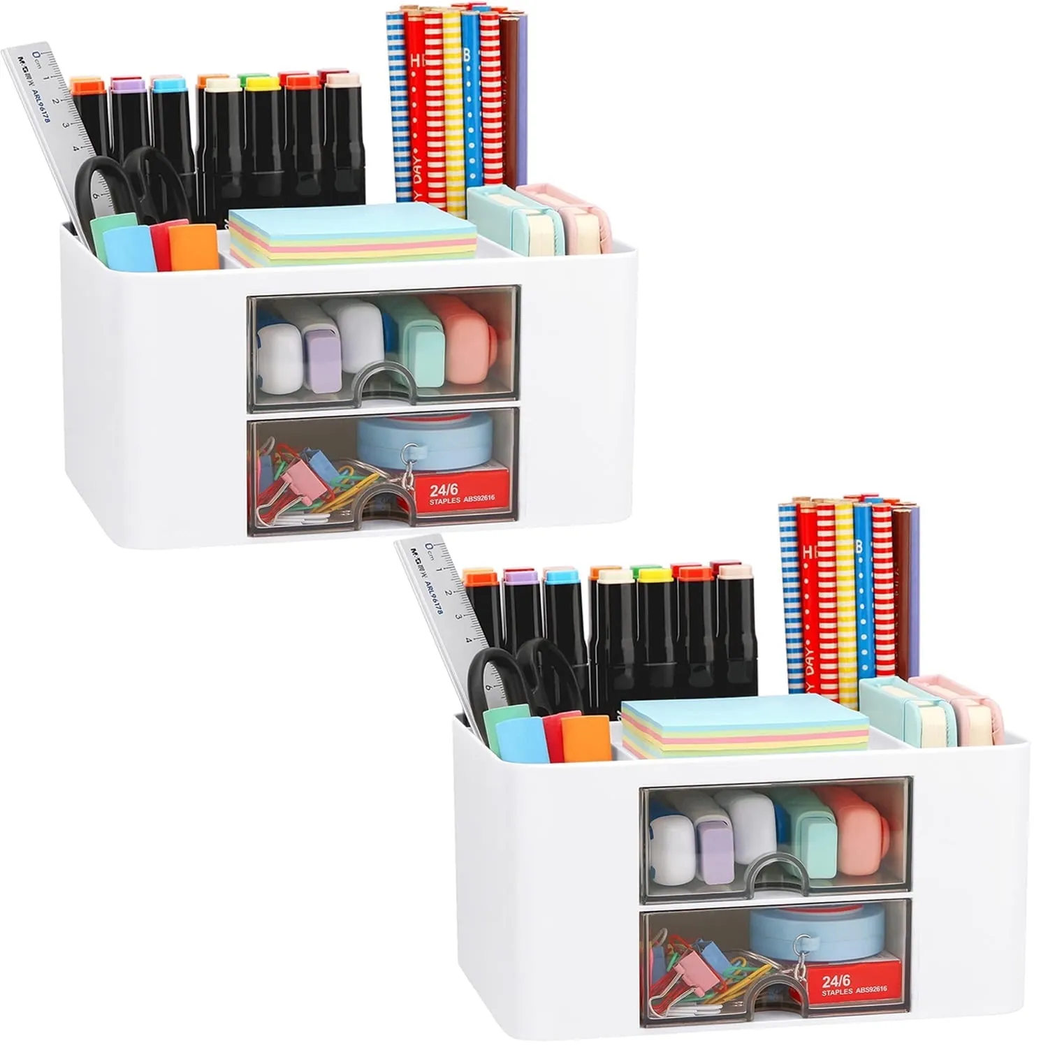 Clackibukvyz 2 Pack Desk Organizer with 2 Drawer