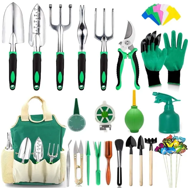 COCOBELA 111Pcs Garden Tools Set Succulent Tools Set, Heavy Duty Aluminum Manual Garden Kit Outdoor Gardening Gifts Tool