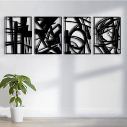 4 Pack Black Abstract Metal Wall Art Minimalist - Thumbnail 4
