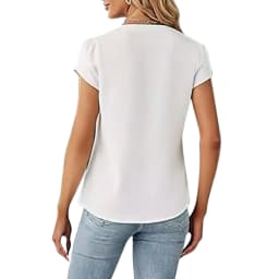 Vdj Women Dressy Tops Summer Petal Short Sleeve V - Thumbnail 6
