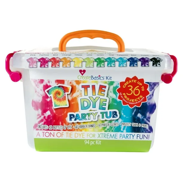Create Basics Tie Dye Party Tub with 18 Pre Filled