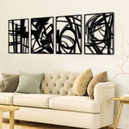 4 Pack Black Abstract Metal Wall Art Minimalist - Thumbnail 2