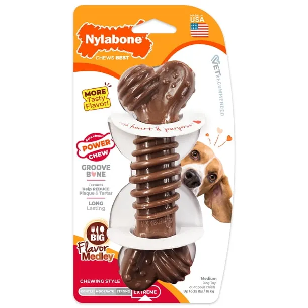 Nylabone Power Chew Groove Bone Dog Toy Dog Chew
