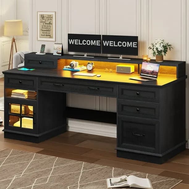 Afuhokles 59 Computer Desk with 5 Drawers and