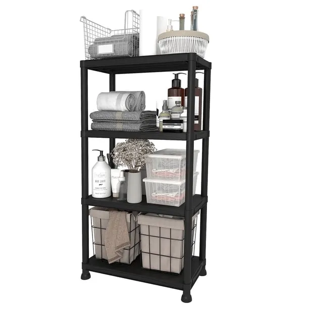 Zeukmxoo 4 Tier Plastic Storage Shelving Unit
