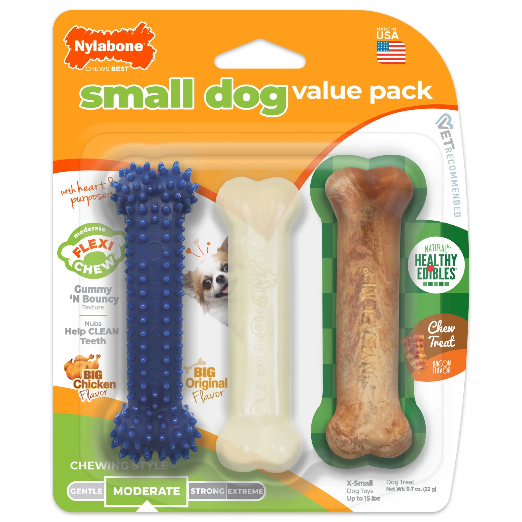 Nylabone Flexi Chew Small Dog Chew Toy Value Pack
