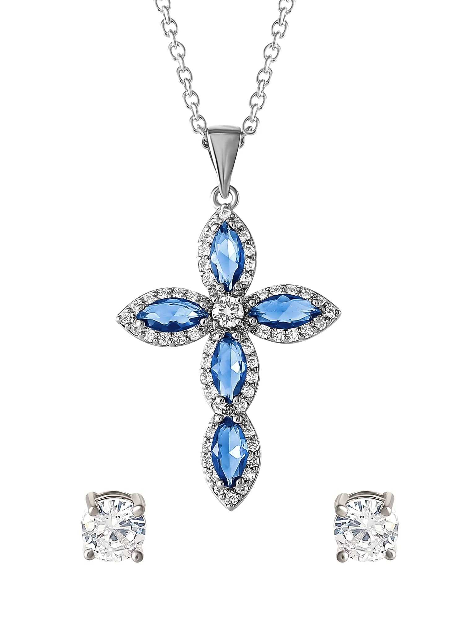 Women's Fine Silver Plated Cubic Zirconia Cross