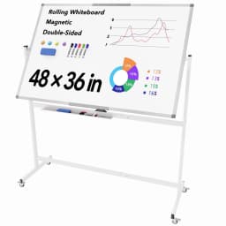 Tooloton Large Rolling Whiteboard on Wheels 48 X - Thumbnail 1