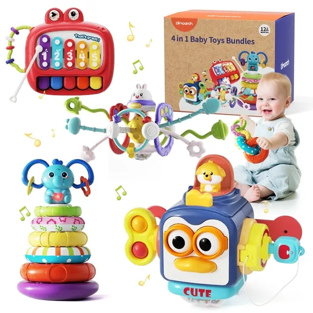 Dimoarch 4 in 1 Baby Toys 6-12 Months Boys Girls, Montessori Babies Toy, Infant Toys Suitable for 3-6-9-12 Months Old Ba