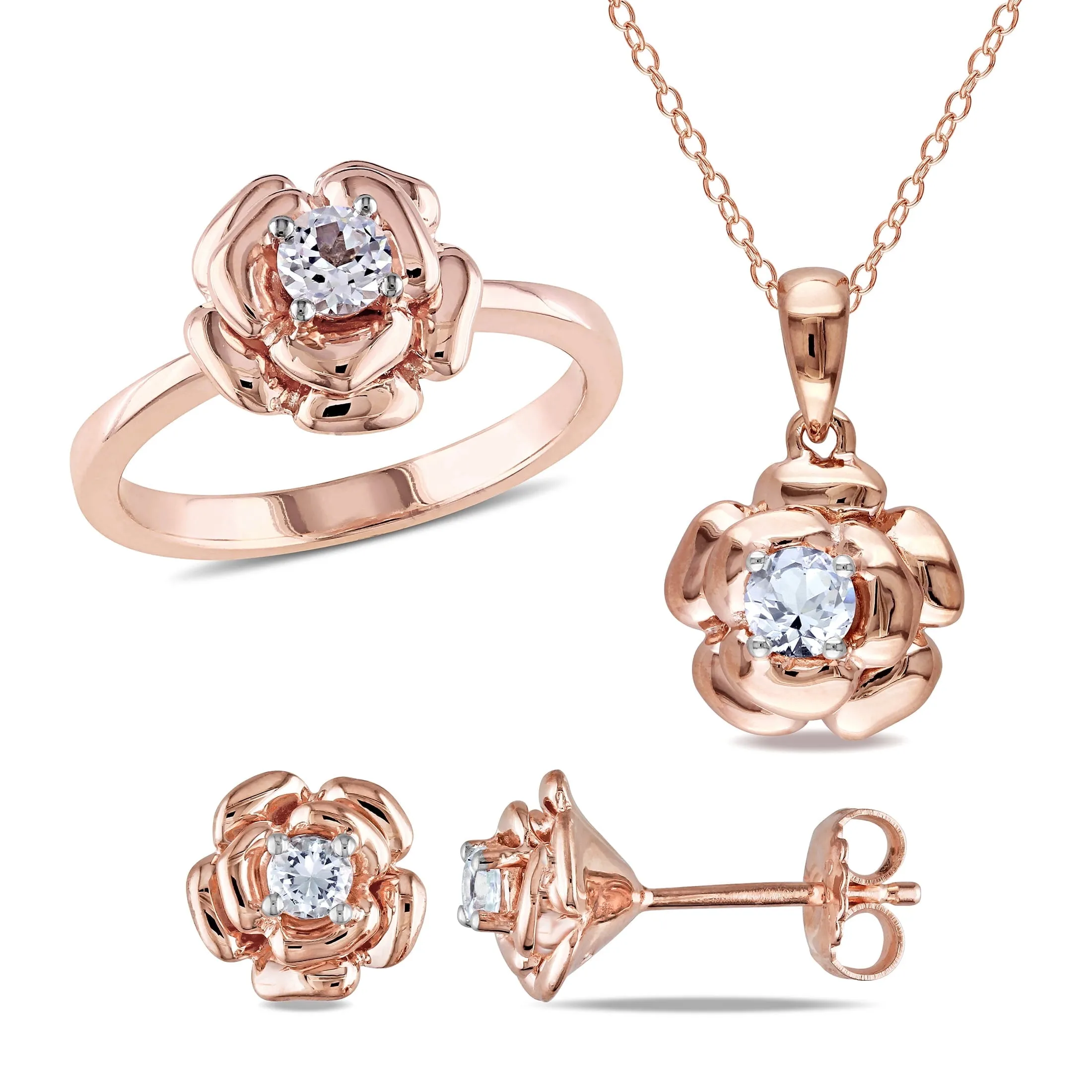 Women's Created Sapphire Rose Gold Plated Jewelry