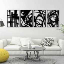 4 Pack Black Abstract Metal Wall Art Minimalist - Thumbnail 1