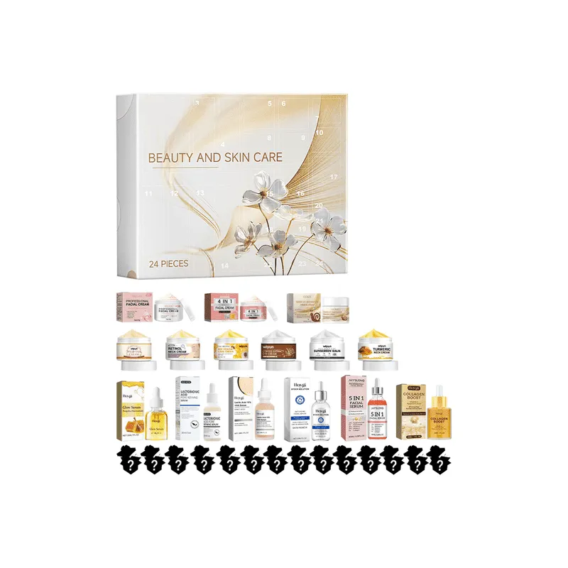 AEEFEU 24 Days Beauty Advent Calendar, Holiday Skincare Gift Set with 24 Full-Size Surprise Creams & Serums - Christmas 