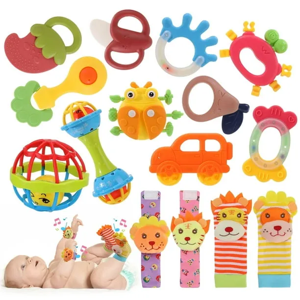 Kaboer 18 Pcs Baby Rattles 0 6 Months Baby Wrist