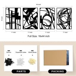 4 Pack Black Abstract Metal Wall Art Minimalist - Thumbnail 5