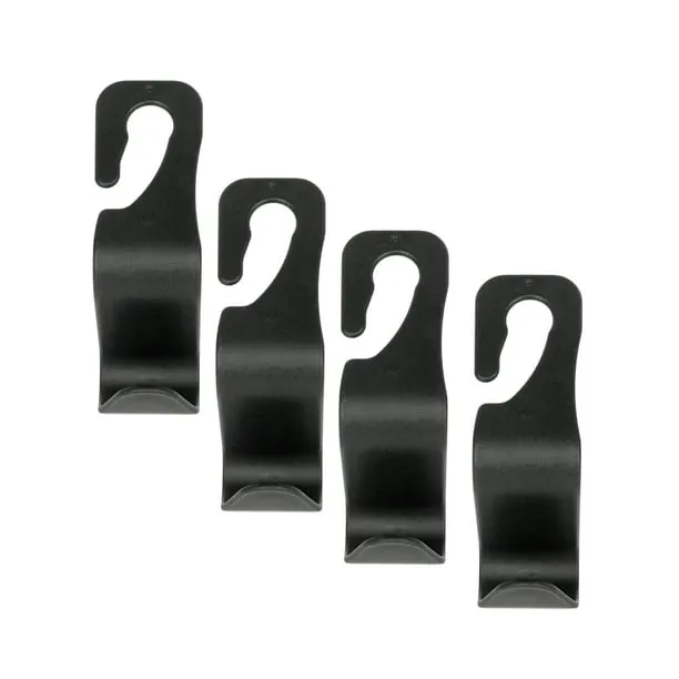 Auto Drive Black Universal Headrest Hooks 4 Pack