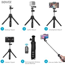 Bower 6 in 1 Multi Selfie Tripod with Smartphone - Thumbnail 7