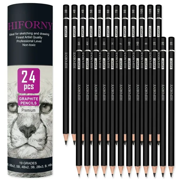 24 Pcs Sketch Pencils for Drawing,Graphite Pencils(14B - 5H),Drawing Pencils,Art Pencils,Graphite Pencils for Drawing,Dr