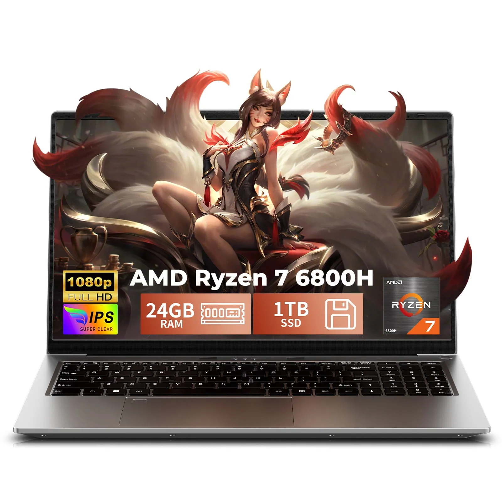 Chheart Gaming Laptop,AMD Ryzen7 6800H(Beat i9-12900H),8 Core up to 4.7GHz,45W Tdp,24GB Ram DDR5,1TB Ssd,AMD Radeon 680M Gpu,for Students Gaming,Fingerprint + Backlight