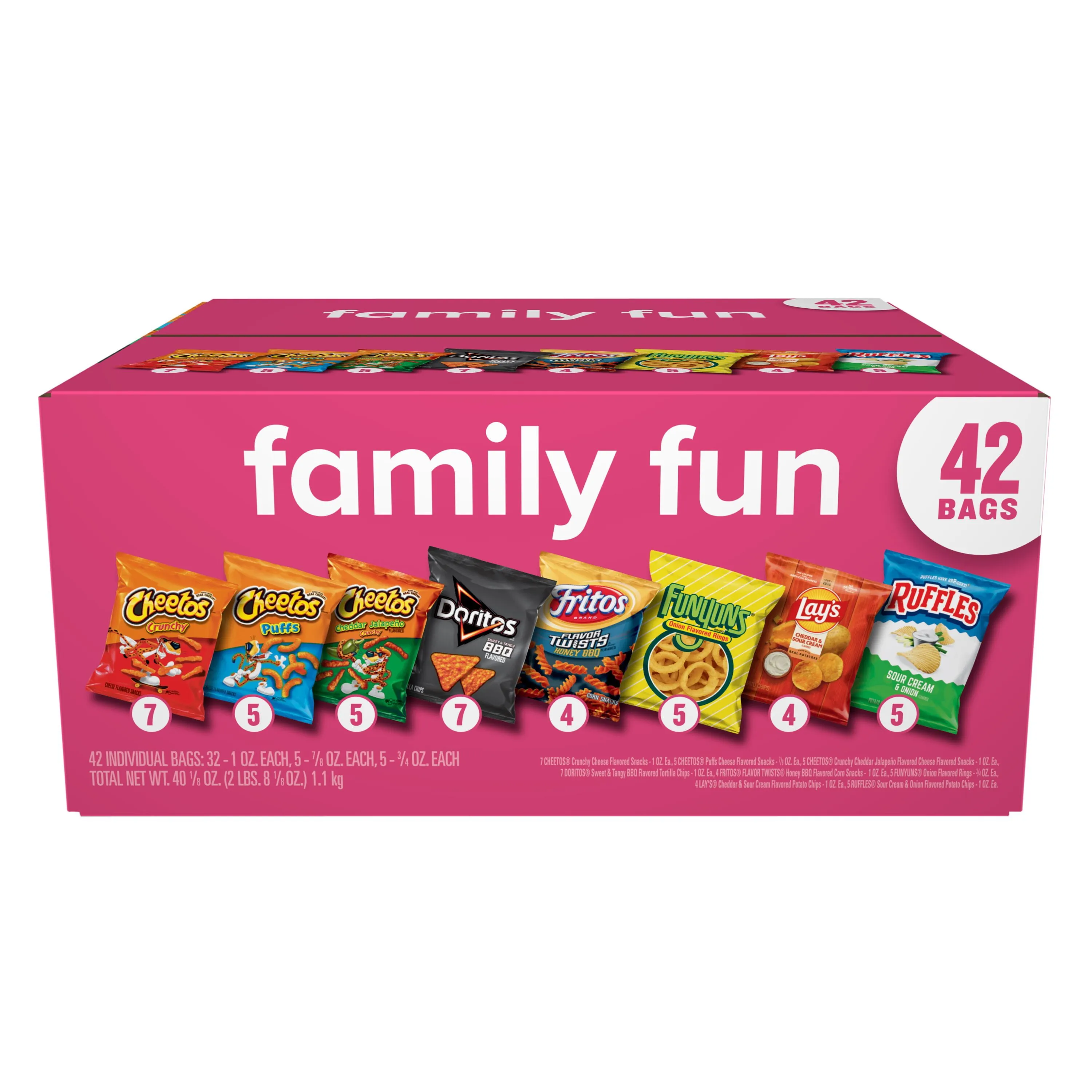 Frito Lay Family Fun Mix Chips Variety pack, Mega Size, 42 Count