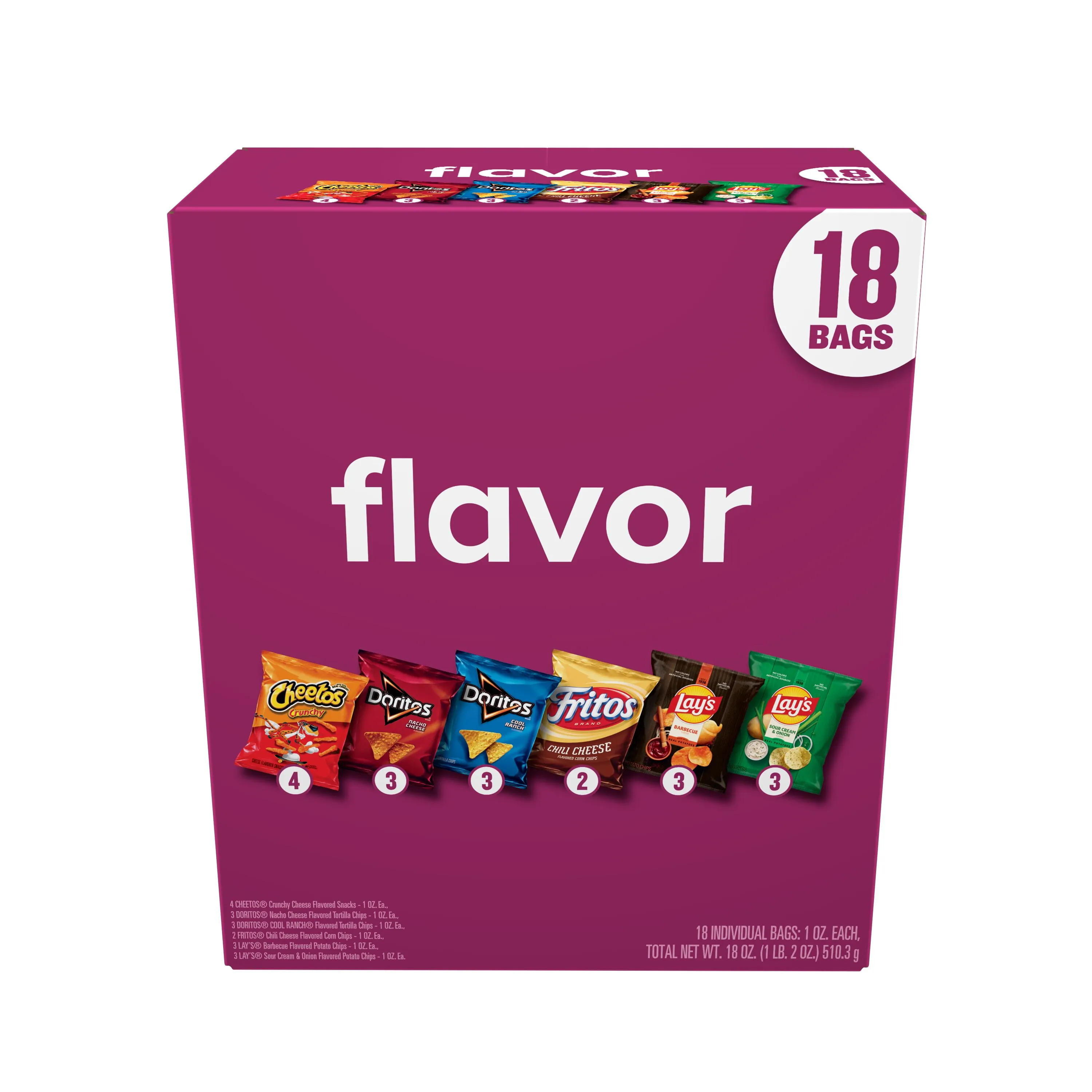 Frito Lay Flavor Mix Chips Variety Pack, 1 oz, 18 Count