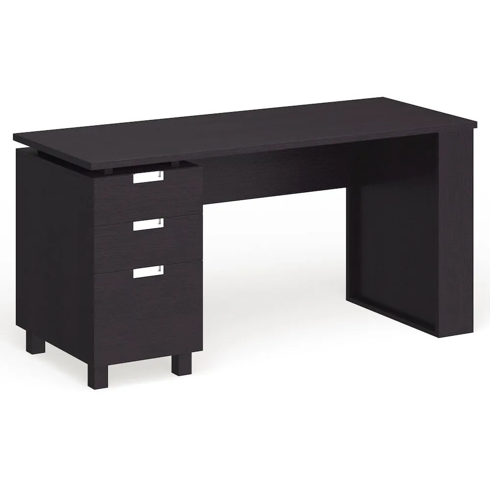 Furniture of America Nickolas Modern Wood 3-Drawer Office Desk in Espresso