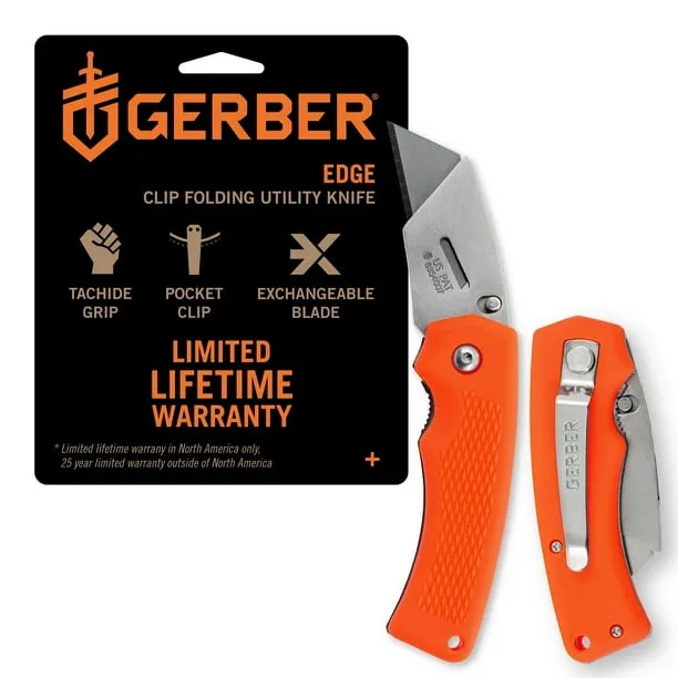 Gerber Gear Edge Exchange-A-Blade Folding Razor Utility Knife - Orange