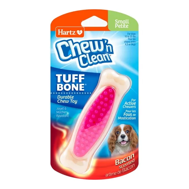 Hartz Chew n Clean Tuff Bone Dog Toy, Small, Color May Vary