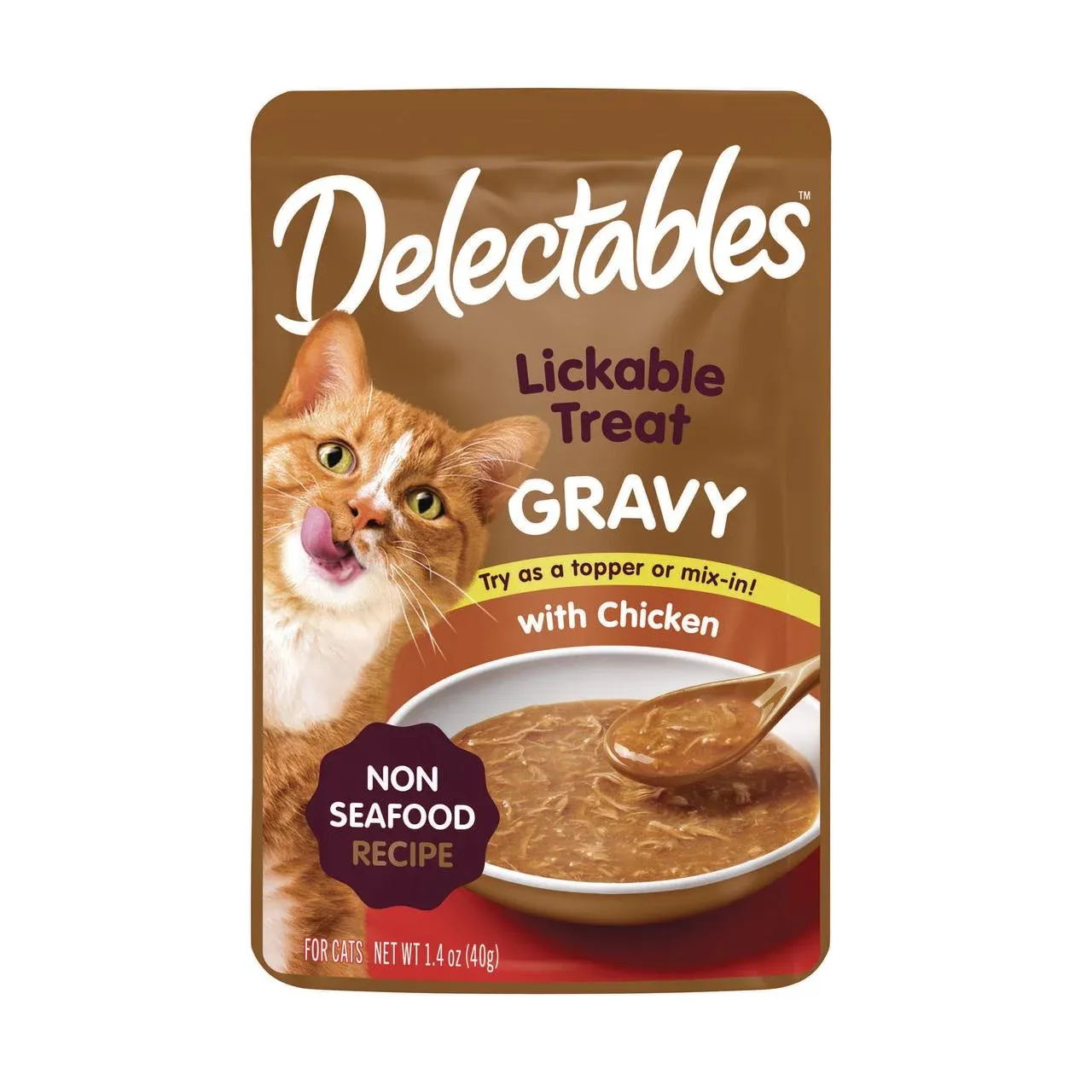 Hartz Delectables Non-Seafood Gravy Lickable Wet Cat Treats, Chicken, 1.4oz, Single