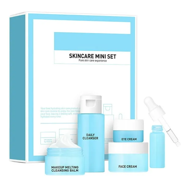 Kokovifyves 5PC Facial Care Set Cleanser Serum Eye Cream Toner Moisturizer for Aging Hydration Gift Set
