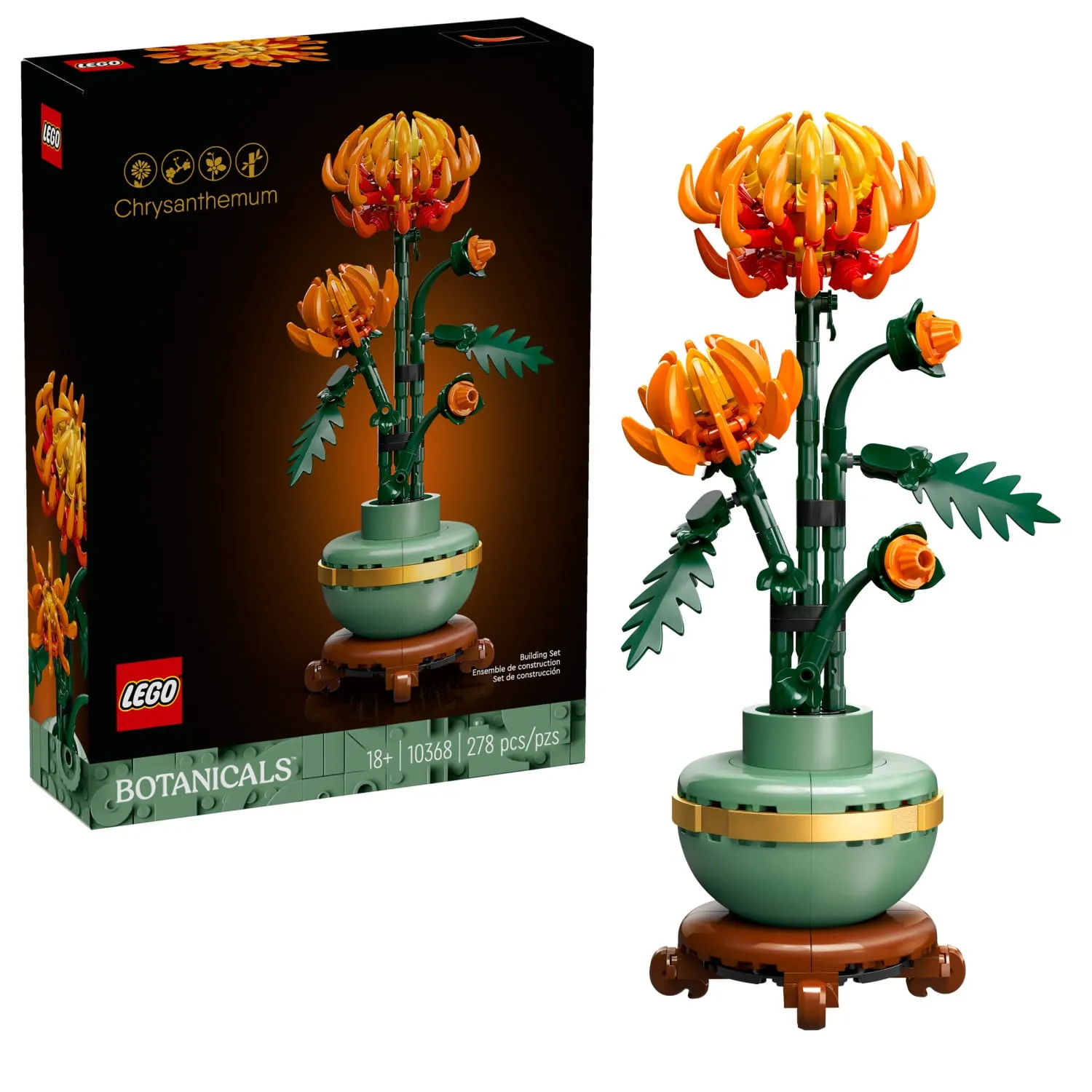 LEGO Icons Chrysanthemum Building Set - Artificial Flowers for Dinner Table Centerpieces & Decoration, Adults Ages 18