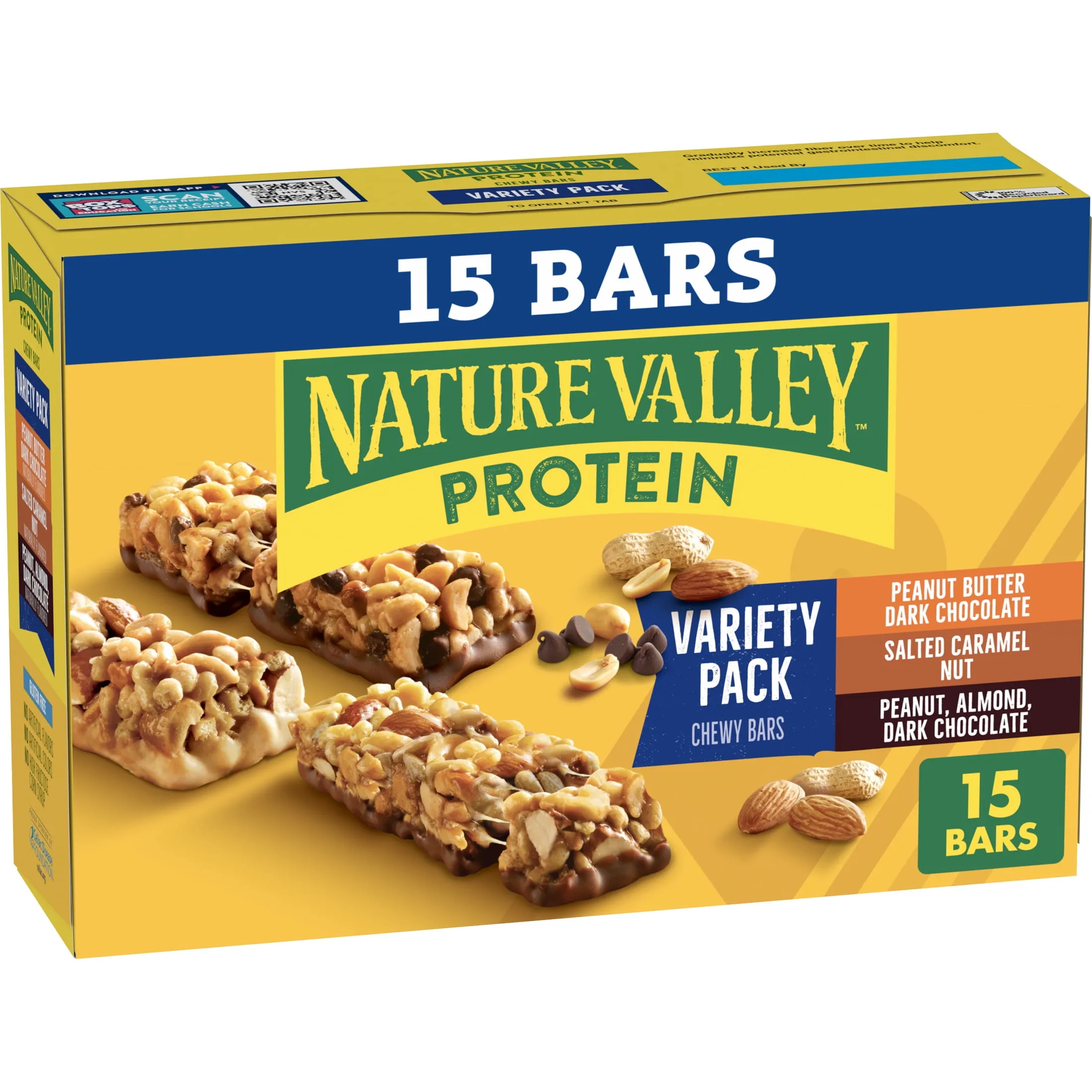 Nature Valley Protein Chewy Snack Bars, Variety Pack, 15 Bars, 21.3 oz