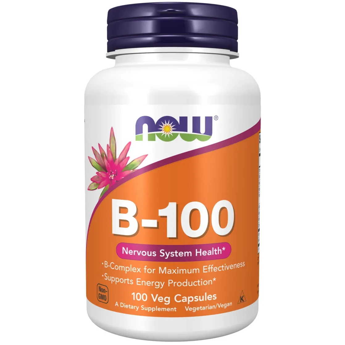 NOW Supplements, Vitamin B-100, Energy Production*, Nervous System Health*, 100 Veg Capsules