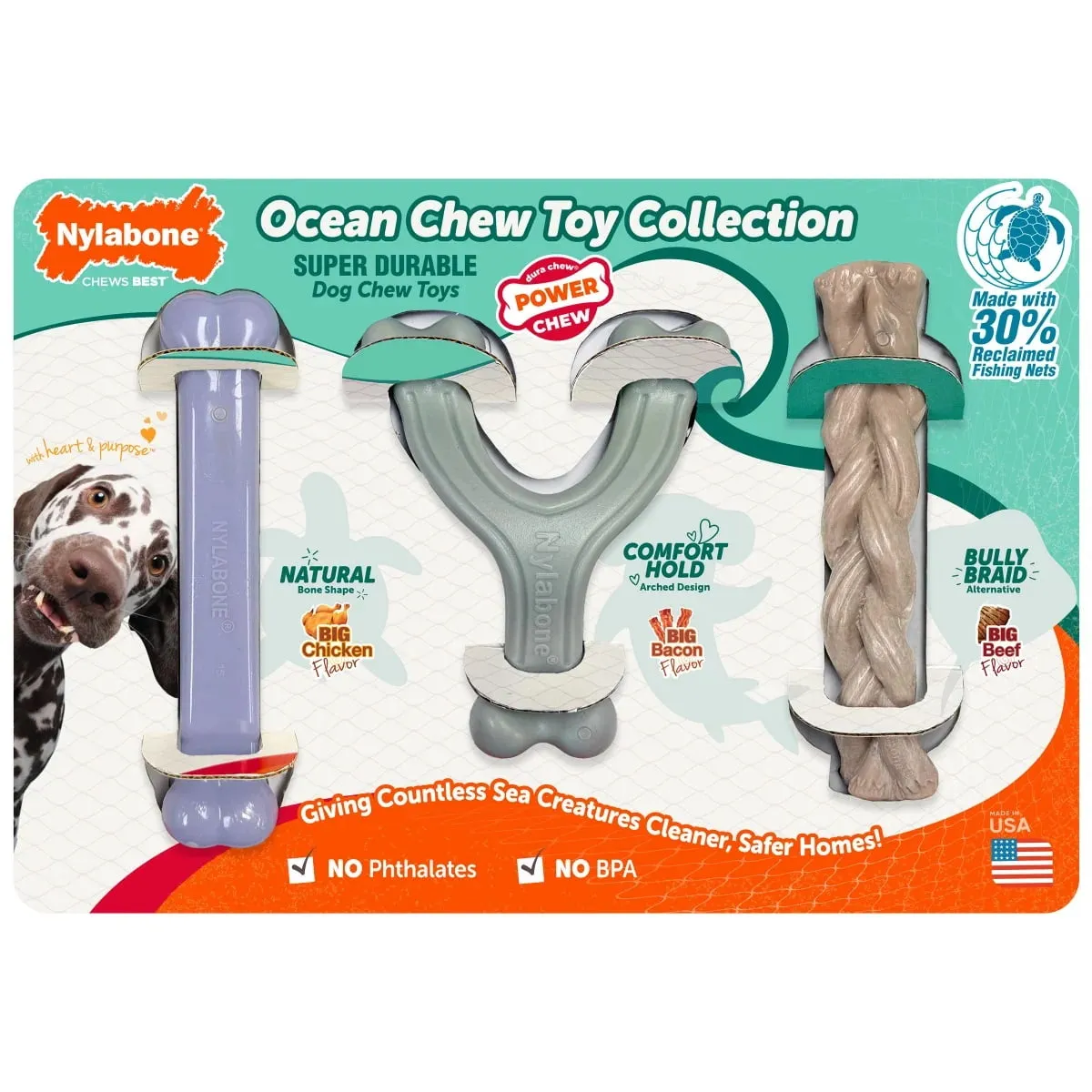Nylabone Ocean Chew Dog Toy Collection, 3 Count