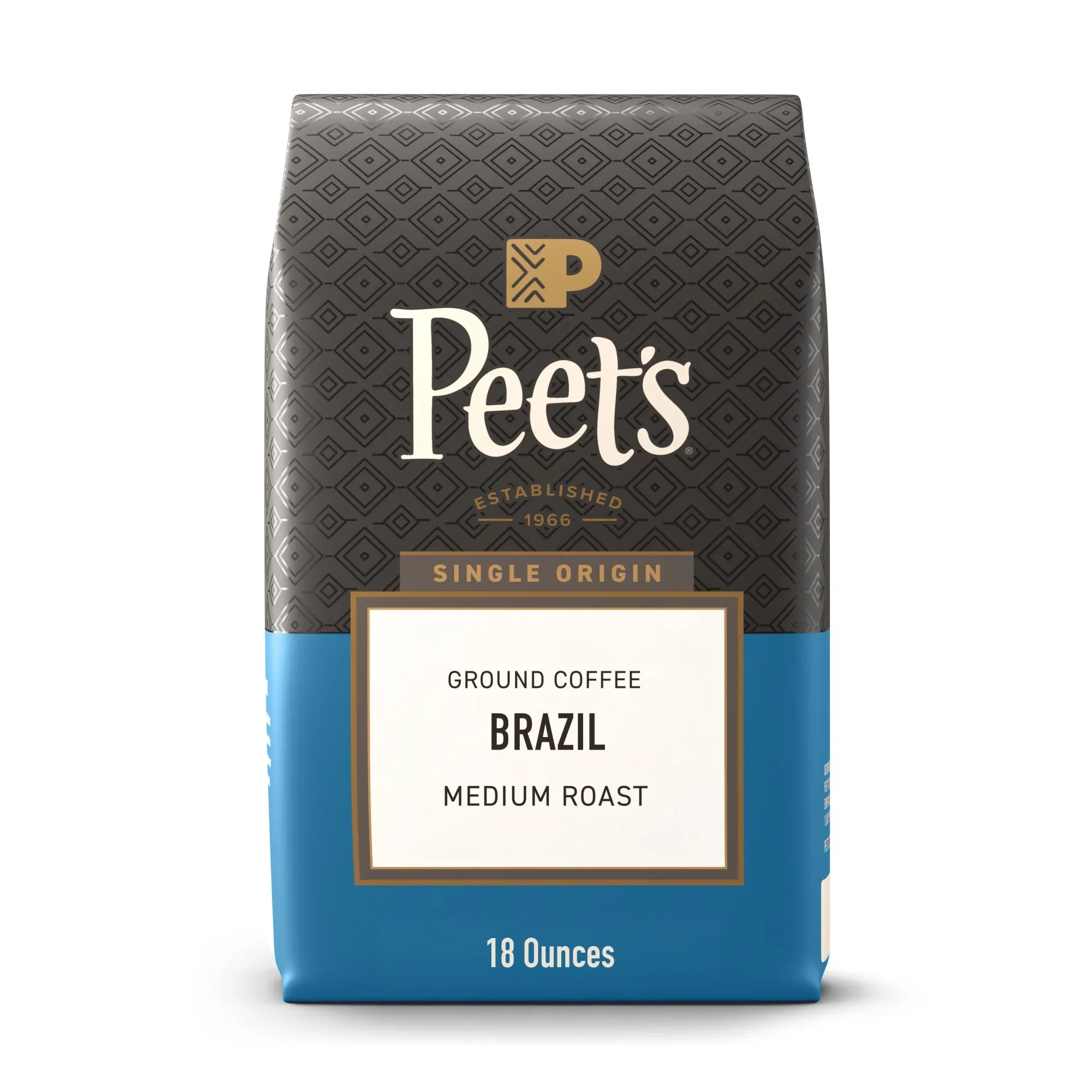 Peet's Coffee Single Origin Brazil Premium Medium Roast Ground Coffee, Arabica, 18 oz