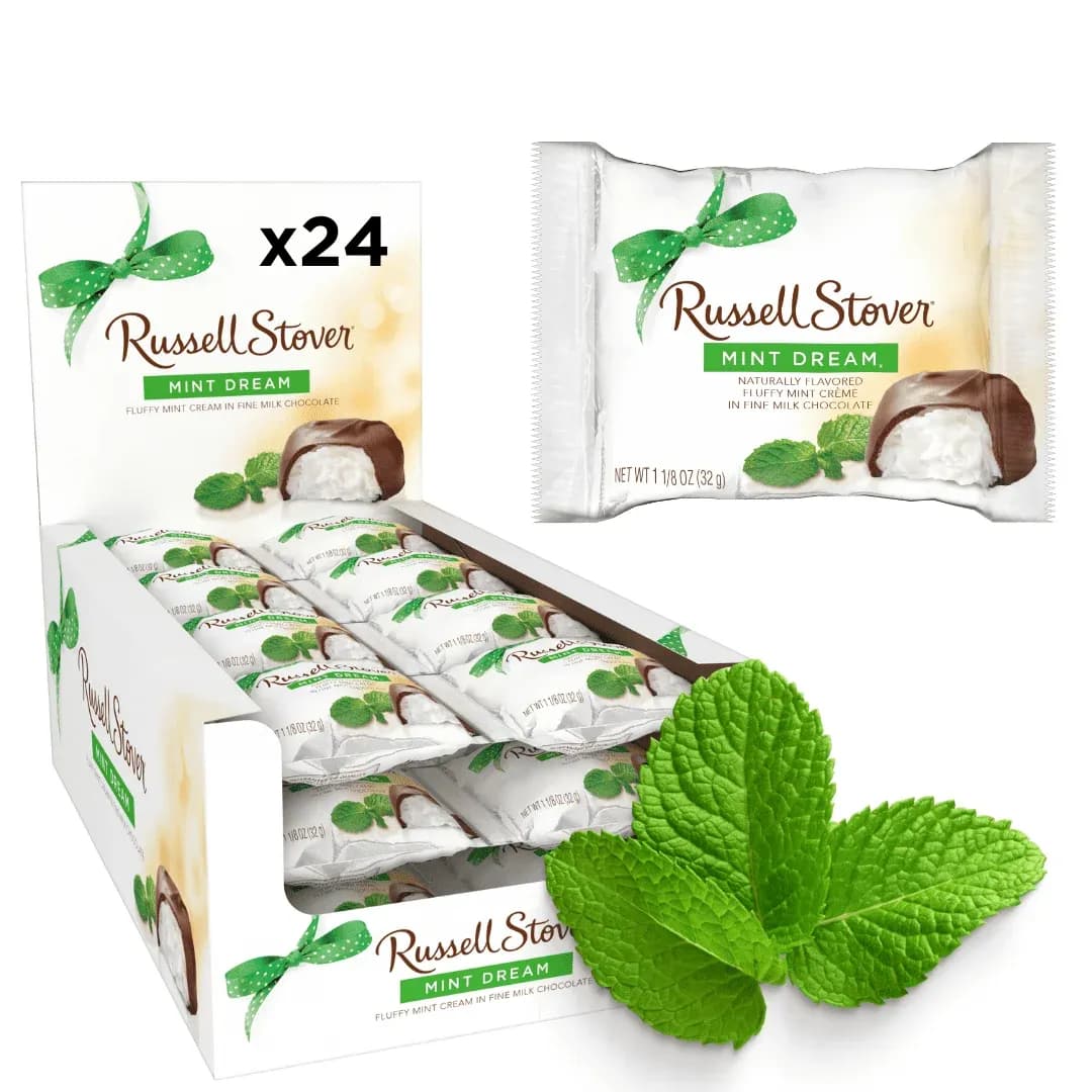 Russell Stover Mint Dream Milk Chocolate Candy, 1.125 oz - Pack of 24 - 27 oz Total