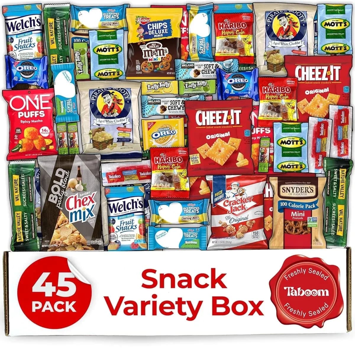 Snack Gift Box 45 count – Snack Box for Adults and Kids – Individually Wrapped Gift Snacks for Office, Birthday, College